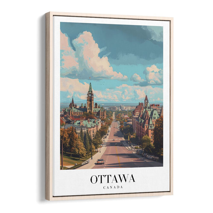 ottawa capital city-canada I travel posters in Oak Wood Floater Frame