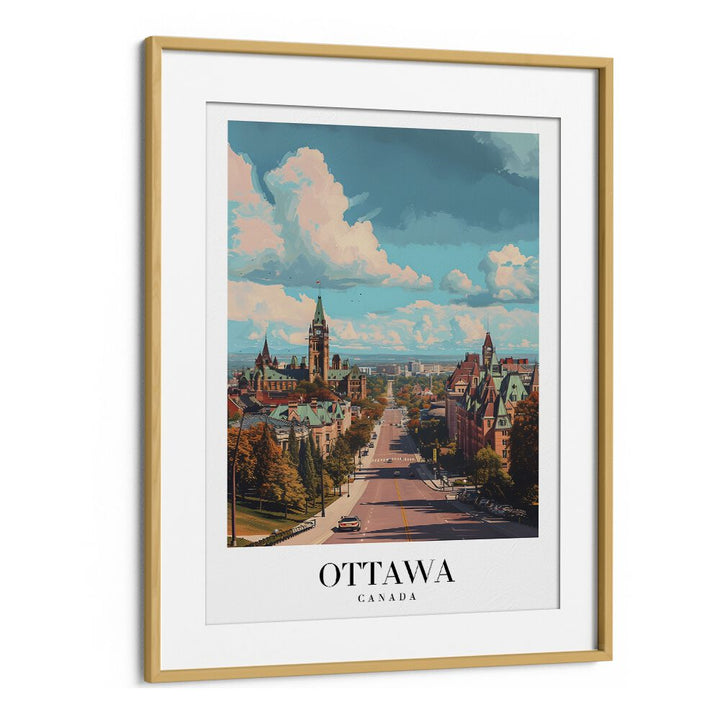 ottawa capital city-canada I travel posters in Oak Wood Frame With Mount