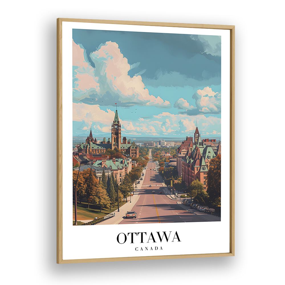 ottawa capital city-canada I travel posters in Oak Wood Plain Frame