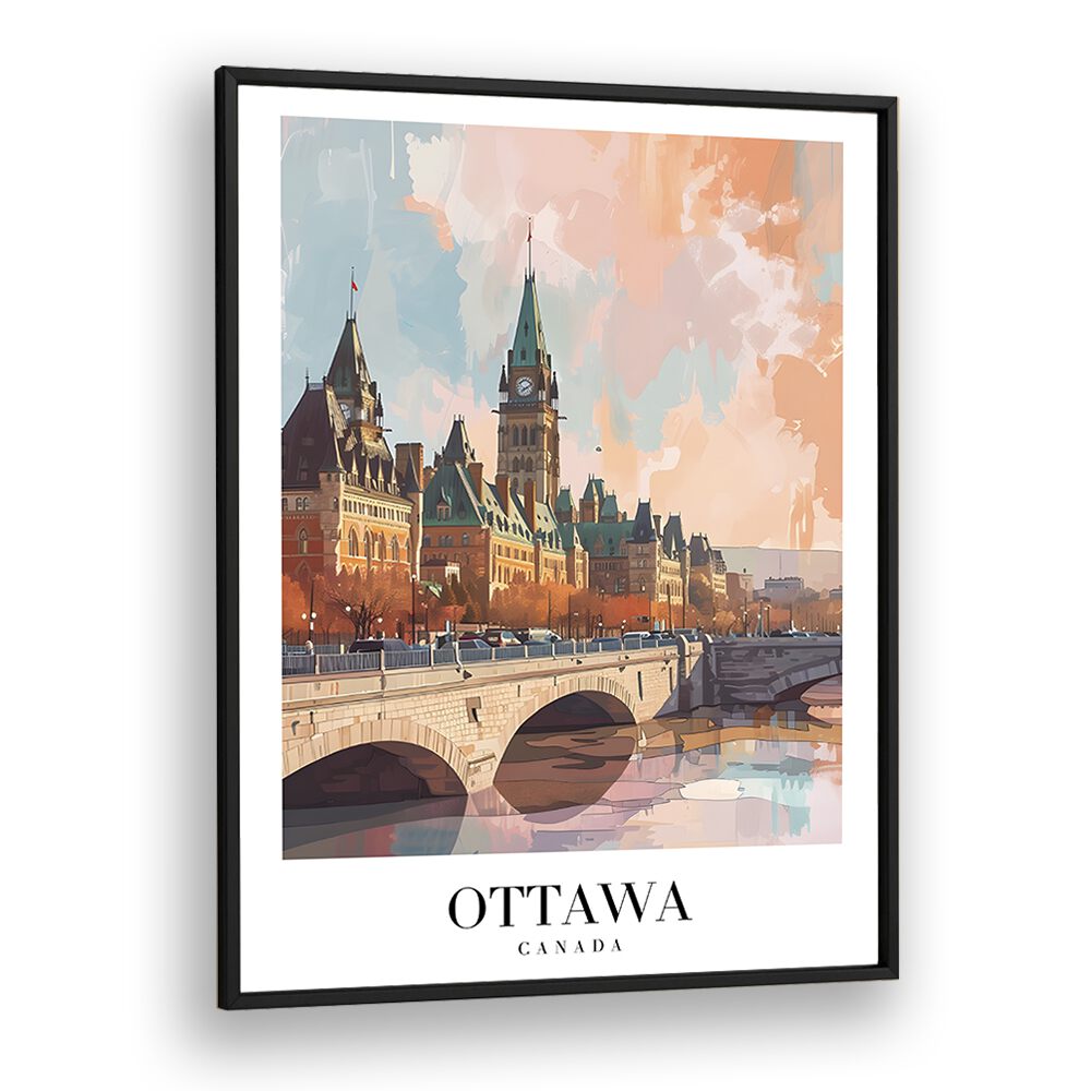 ottawa capital city-canada II travel posters in Black Plain Frame