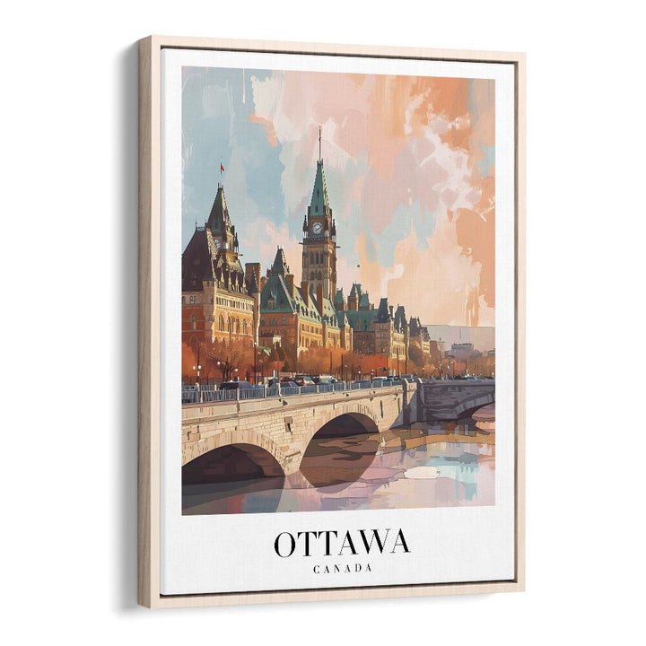 ottawa capital city-canada II travel posters in Oak Wood Floater Frame