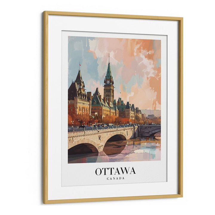 ottawa capital city-canada II travel posters in Oak Wood Frame With Mount