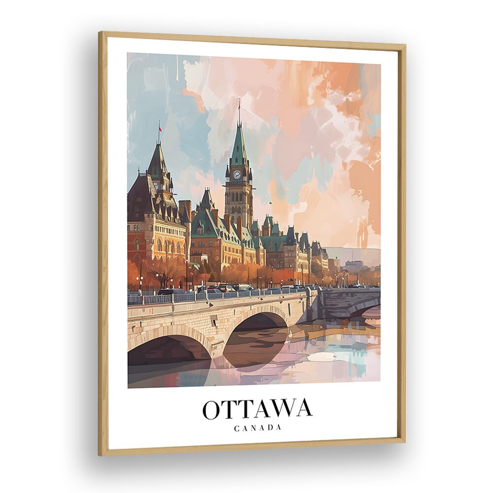 ottawa capital city-canada II travel posters in Oak Wood Plain Frame