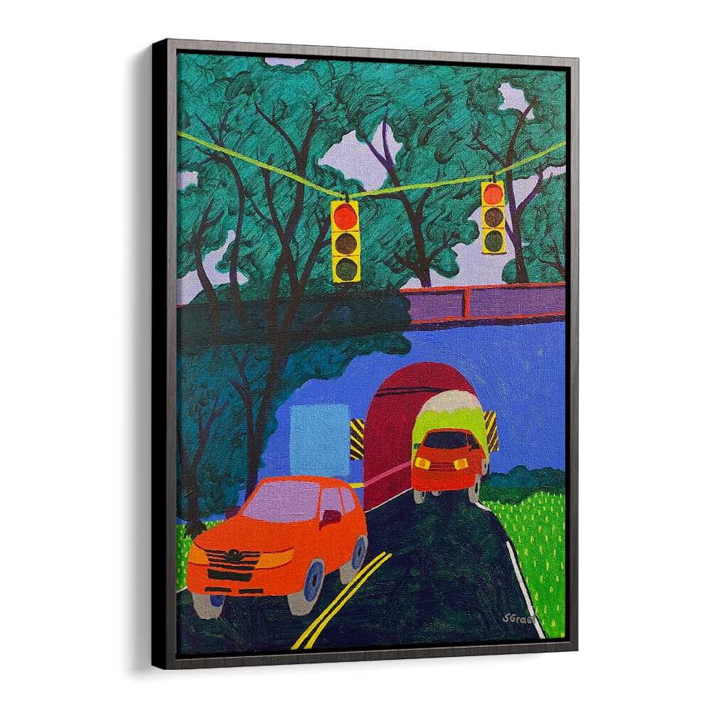 overpass landscape art prints in Black Floater Frame