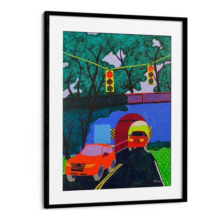 overpass landscape art prints in Black Frame With Mount