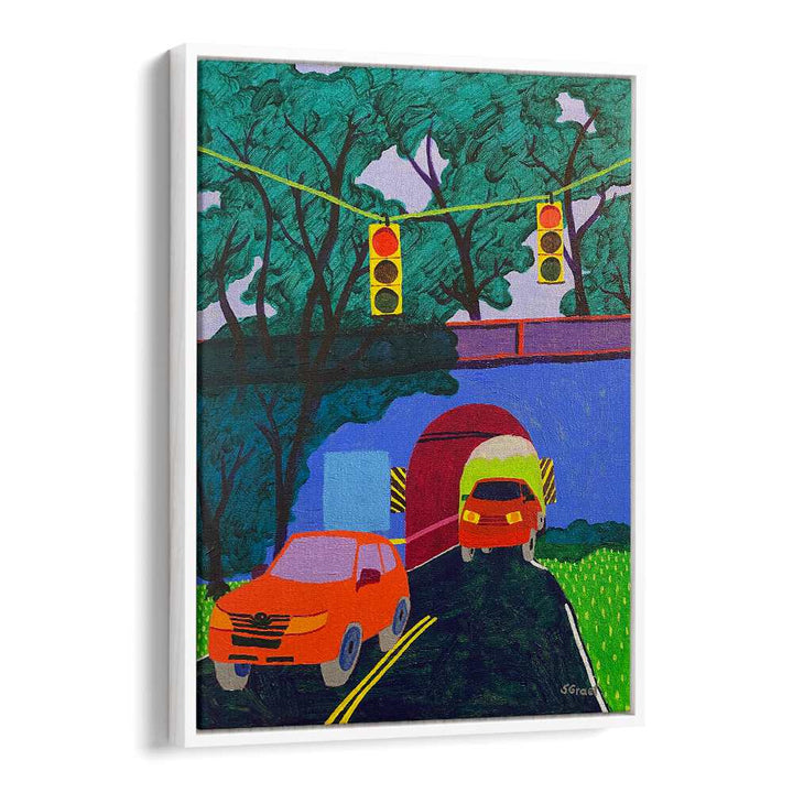 overpass landscape art prints in White Floater Frame