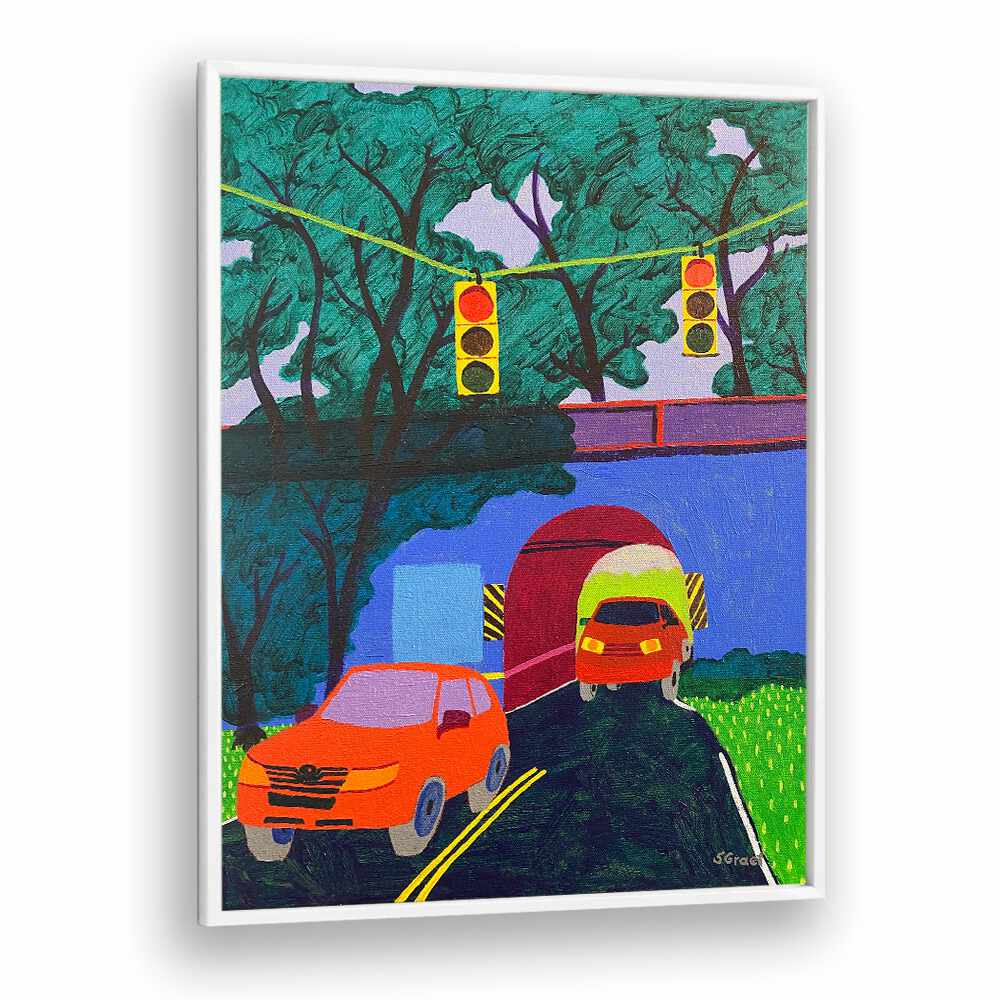 overpass landscape art prints in White Plain Frame