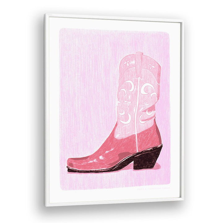 pac cow girl boot portraits-figurative illustrations in White Plain Frame