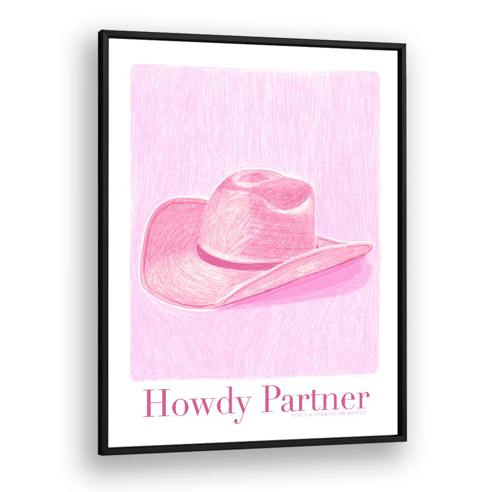 pac howdy partner portraits-figurative illustrations in Black Plain Frame