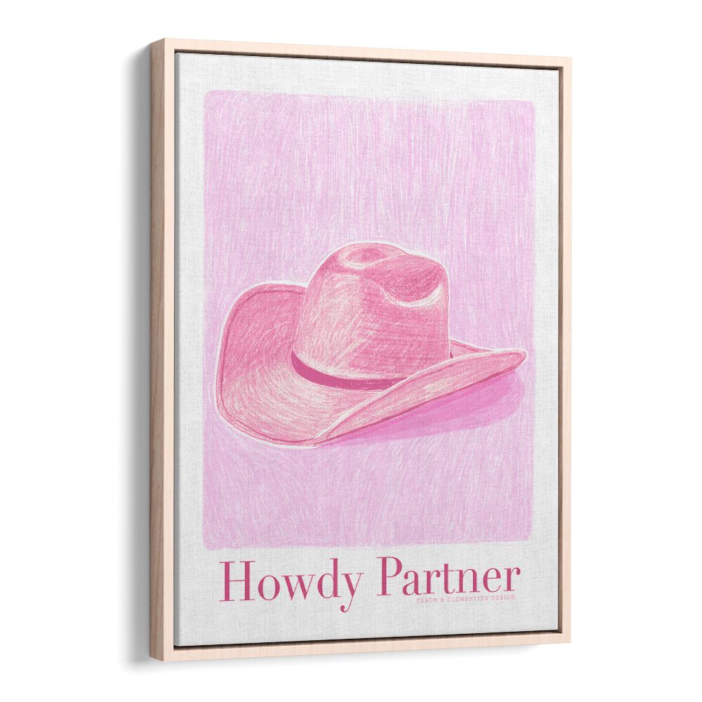 pac howdy partner portraits-figurative illustrations in Oak Wood Floater Frame