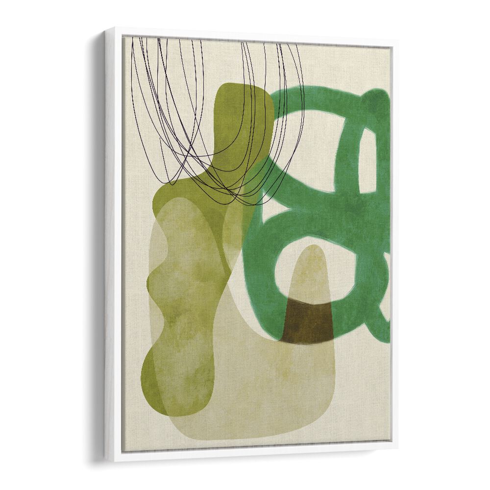 painted lines green tan kopie by ana rut bre abstract art abstract paintings in White Floater Frame