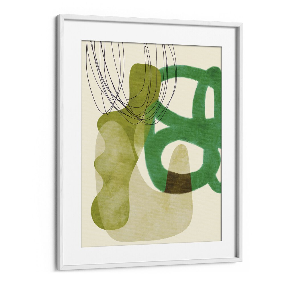 painted lines green tan kopie by ana rut bre abstract art abstract paintings in White Frame With Mount