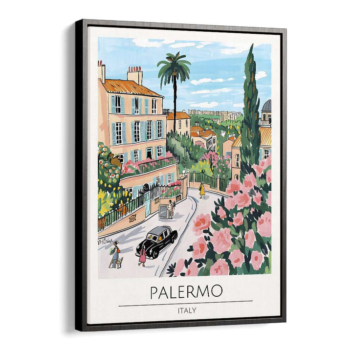 palemro-italy travel posters in Black Floater Frame