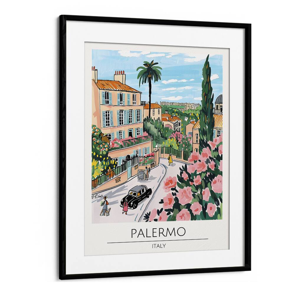 palemro-italy travel posters in Black Frame With Mount