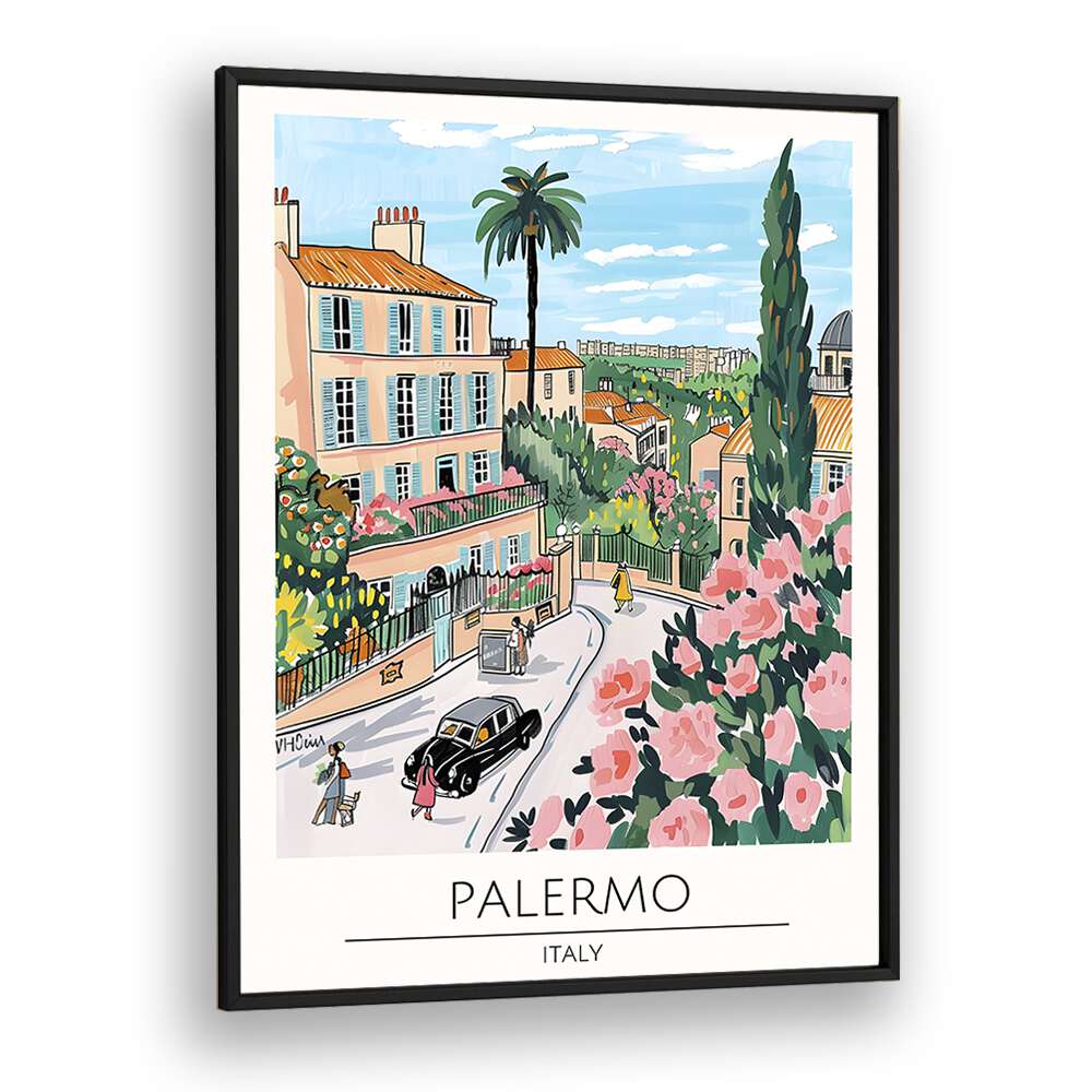 palemro-italy travel posters in Black Plain Frame