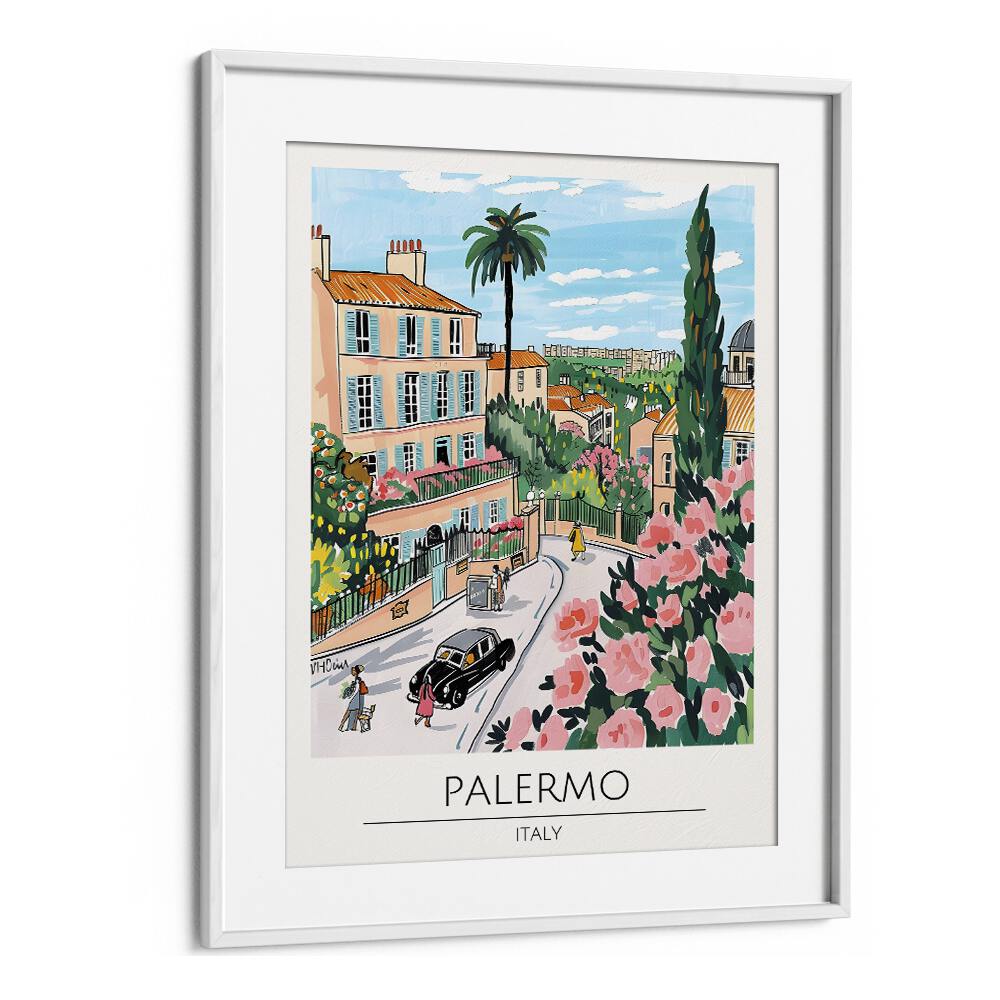 palemro-italy travel posters in White Frame With Mount