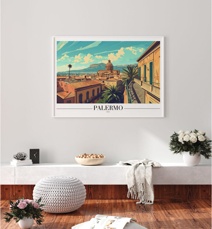 palermo-italy travel posters Artwork III placed on a Wall 