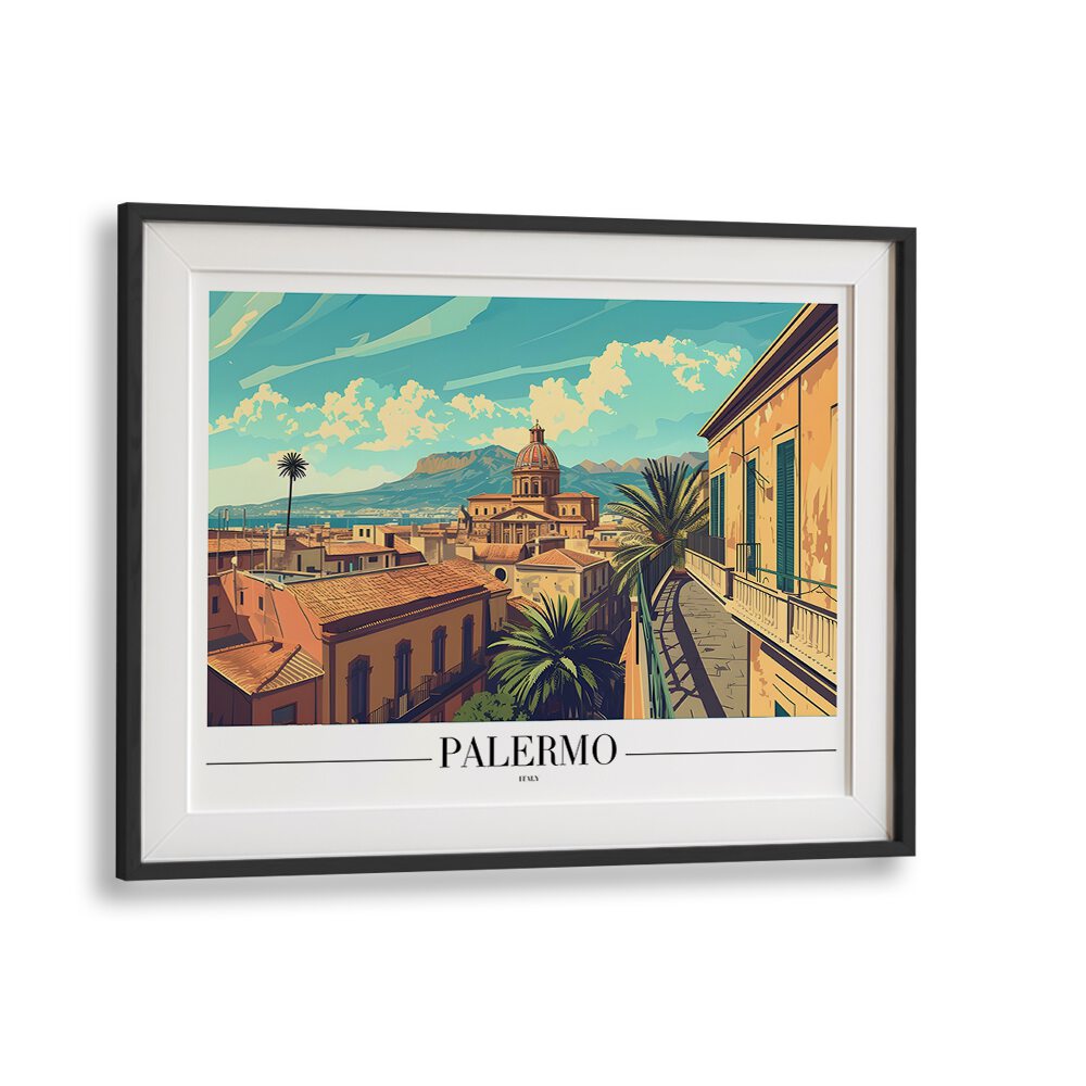 palermo-italy travel posters in Black Frame With Mount