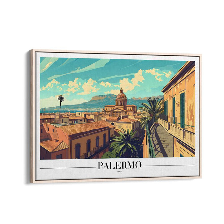 palermo-italy travel posters in Oak Wood Floater Frame