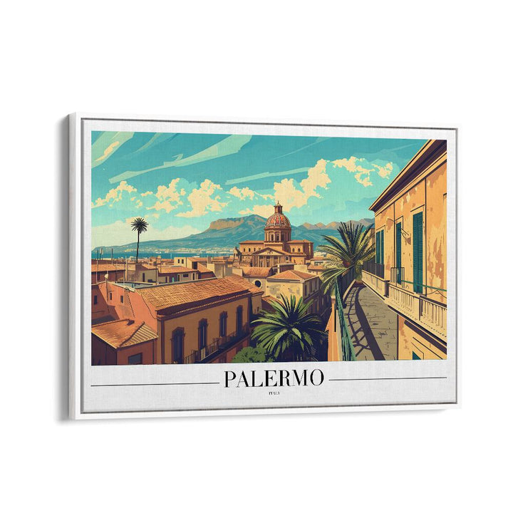 palermo-italy travel posters in White Floater Frame