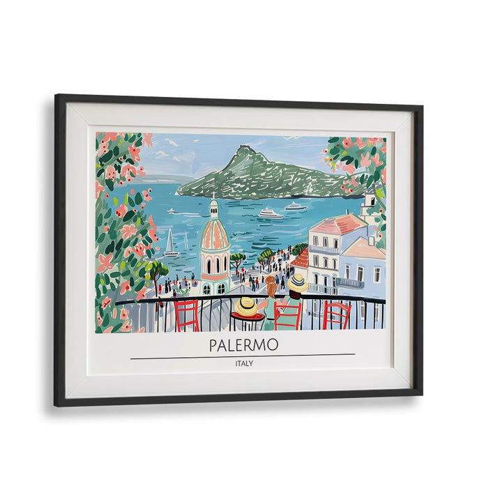 palmero city-italy travel posters in Black Frame With Mount