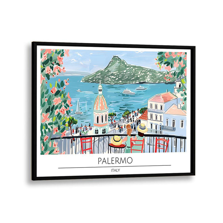 palmero city-italy travel posters in Black Plain Frame