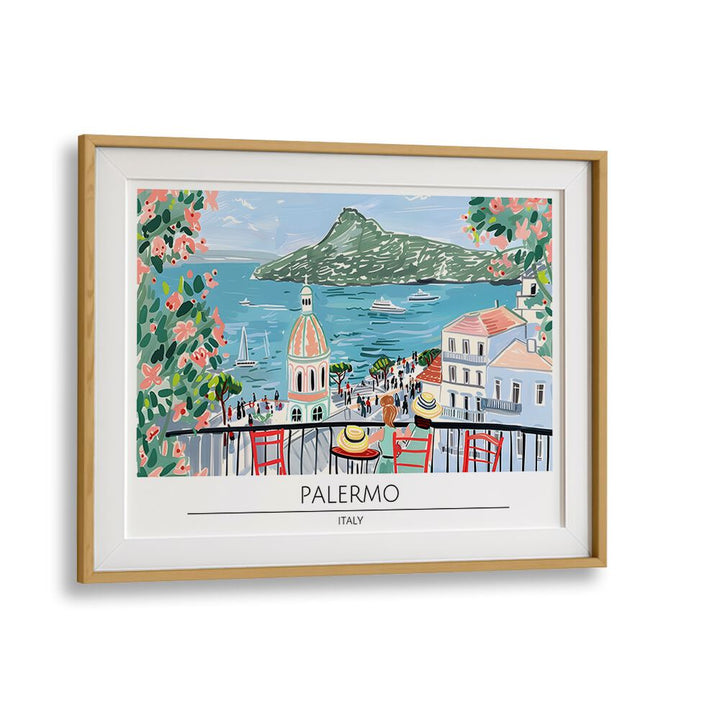 palmero city-italy travel posters in Oak Wood Frame With Mount