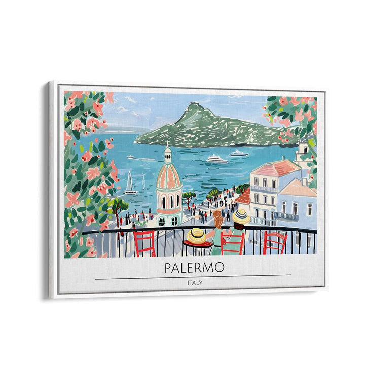 palmero city-italy travel posters in White Floater Frame