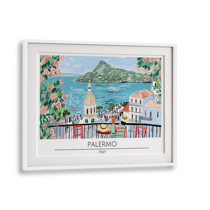 palmero city-italy travel posters in White Frame With Mount