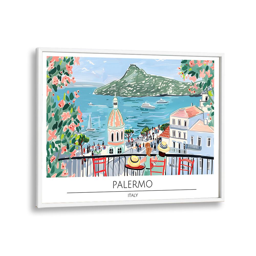 palmero city-italy travel posters in White Plain Frame