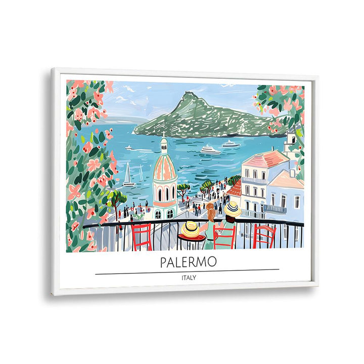 palmero city-italy travel posters in White Plain Frame