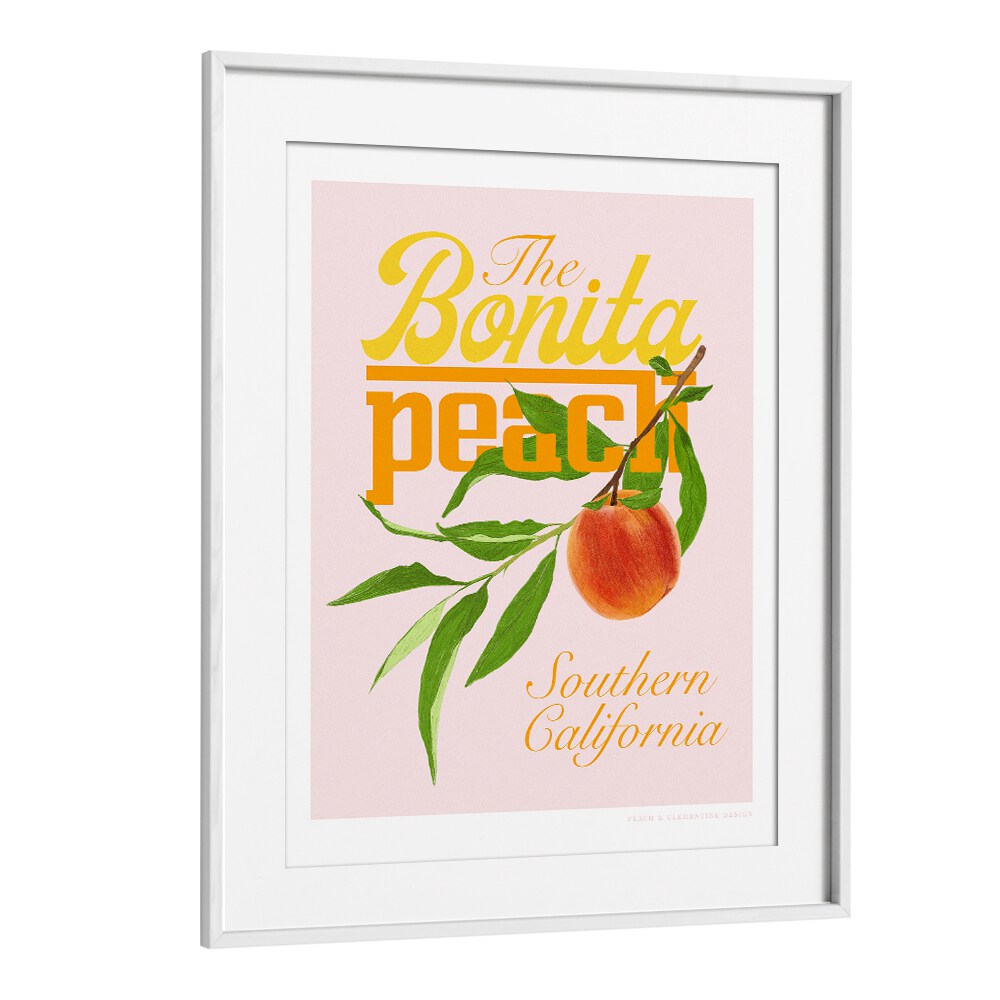 pandc bonita peach kitchen posters in White Frame With Mount