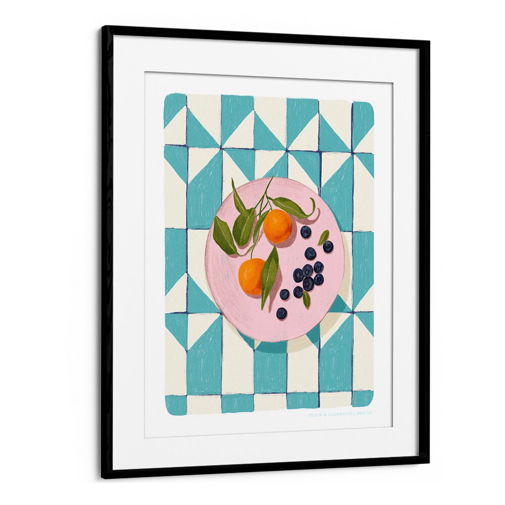 pandc citrus and berries kitchen posters in Black Frame With Mount