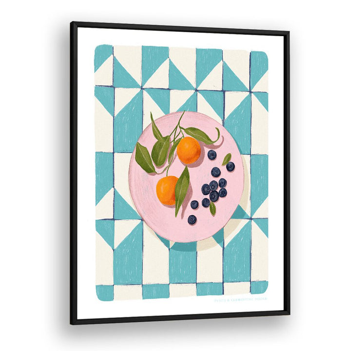 pandc citrus and berries kitchen posters in Black Plain Frame