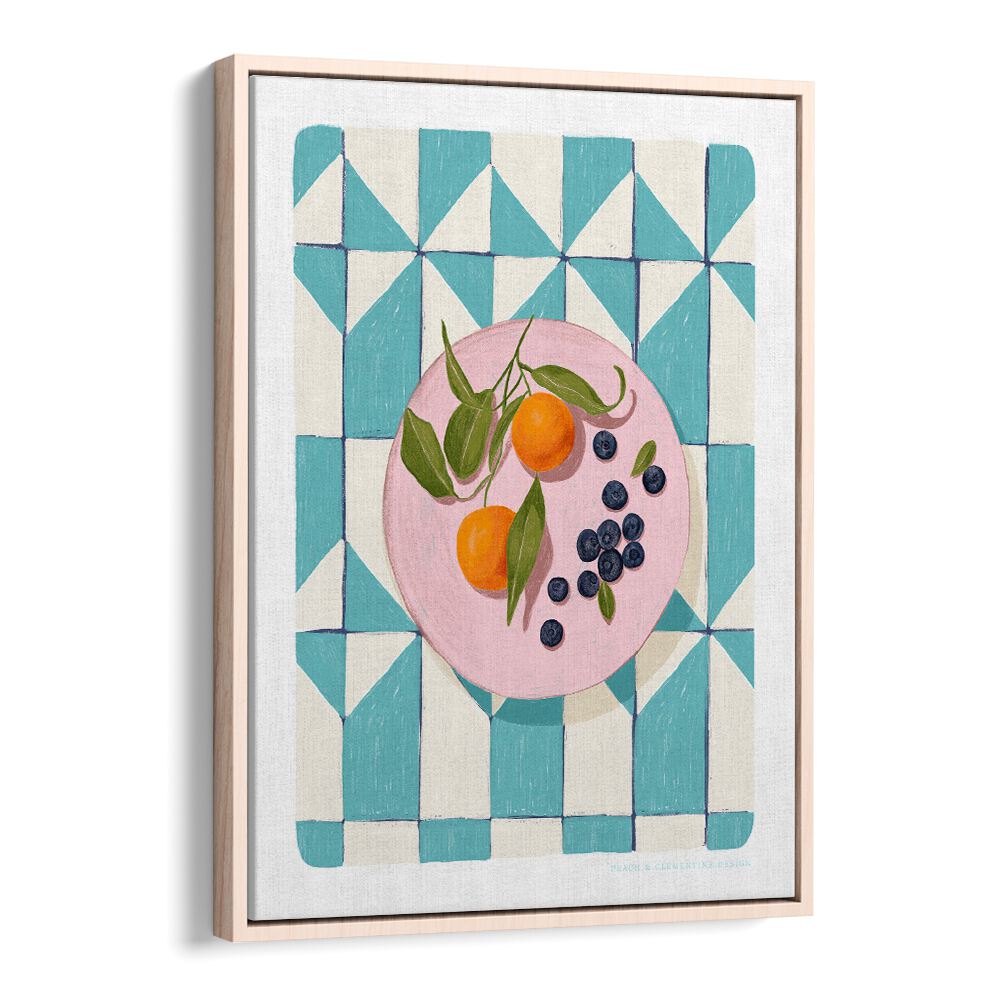 pandc citrus and berries kitchen posters in Oak Wood Floater Frame