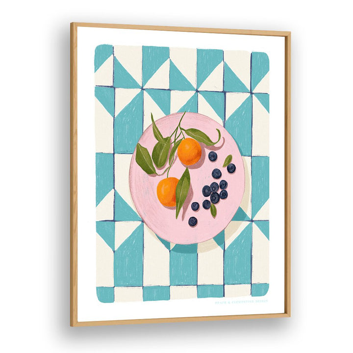 pandc citrus and berries kitchen posters in Oak Wood Plain Frame