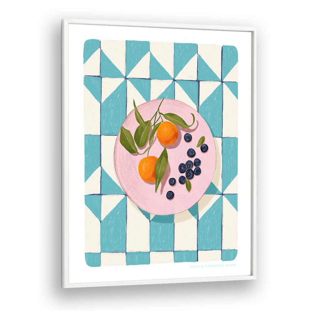 pandc citrus and berries kitchen posters in White Plain Frame