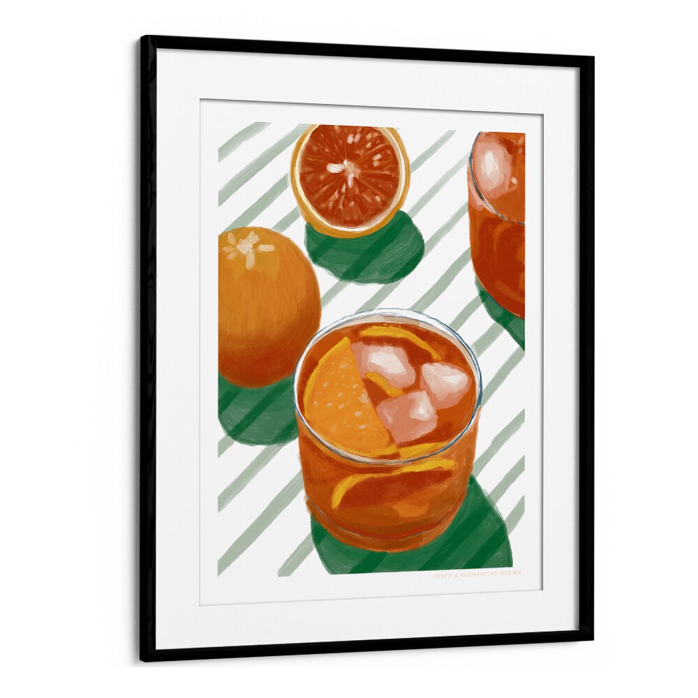 pandc cocktail and stripes bar art prints in Black Frame With Mount