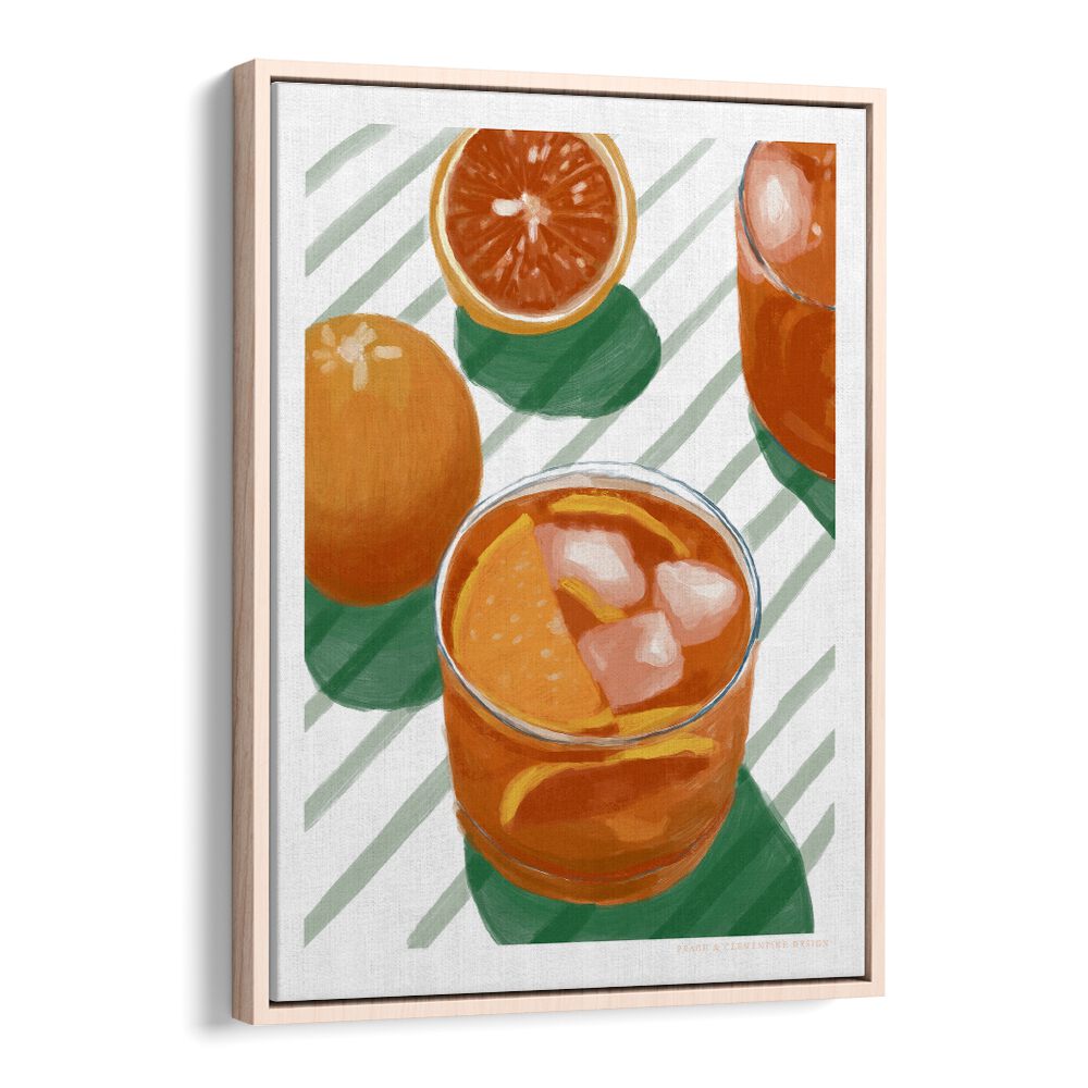 pandc cocktail and stripes bar art prints in Oak Wood Floater Frame