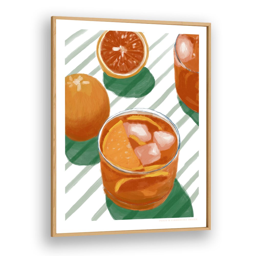 pandc cocktail and stripes bar art prints in Oak Wood Plain Frame