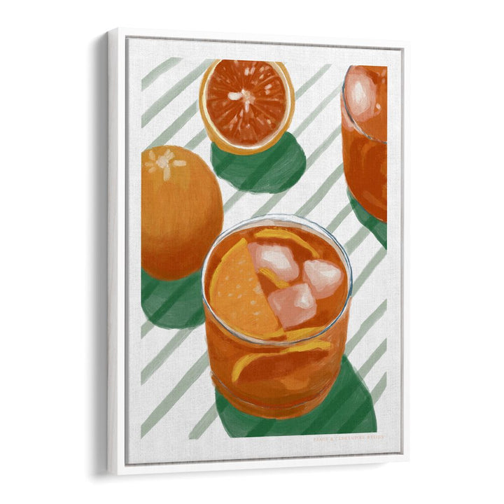 pandc cocktail and stripes bar art prints in White Floater Frame