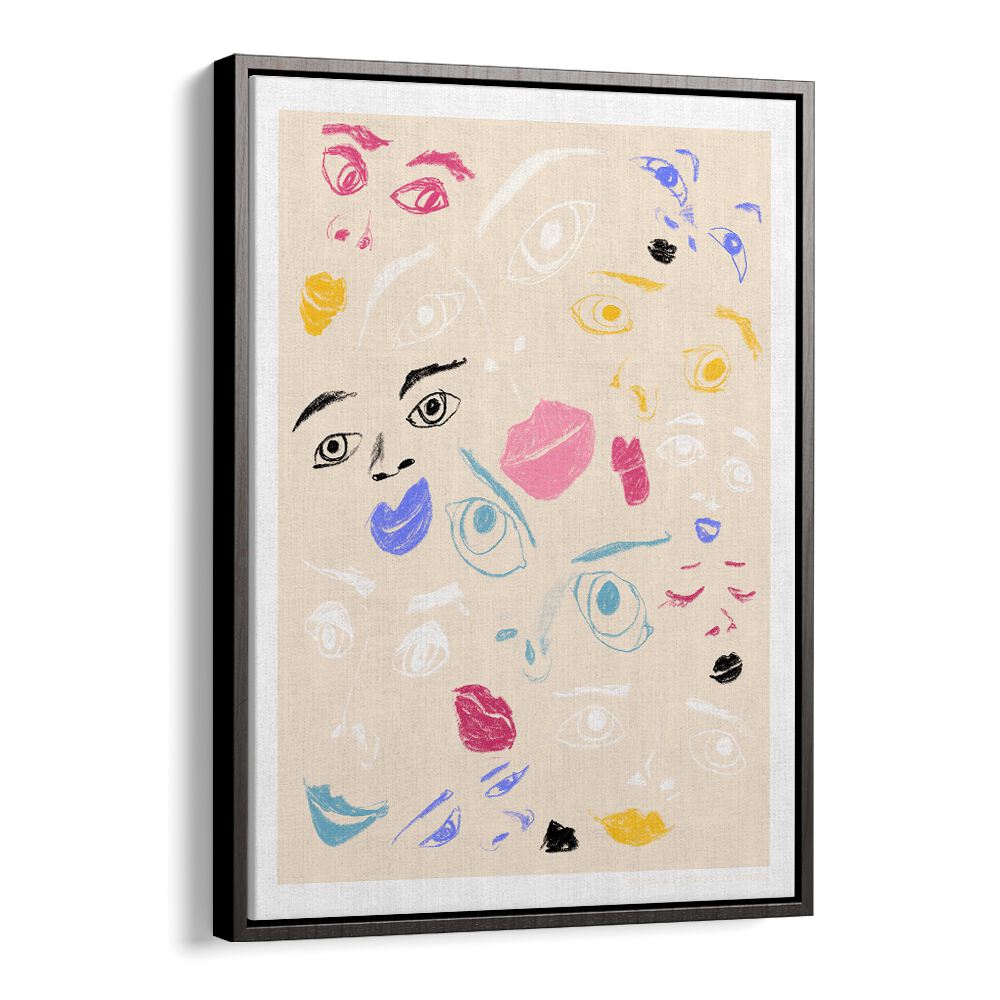 pandc faces portraits-figurative illustrations in Black Floater Frame