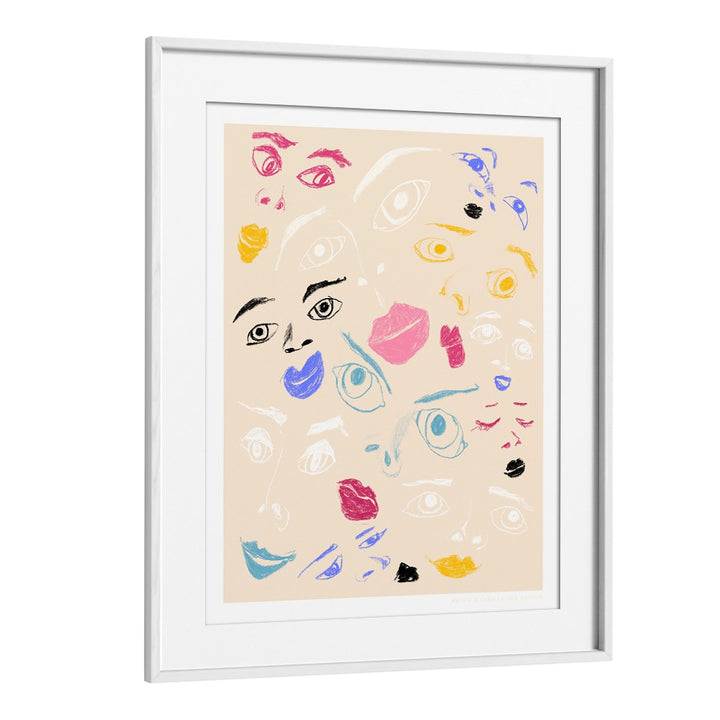 pandc faces portraits-figurative illustrations in White Frame With Mount