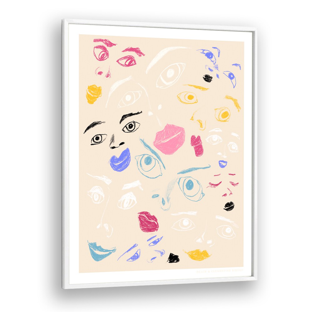 pandc faces portraits-figurative illustrations in White Plain Frame