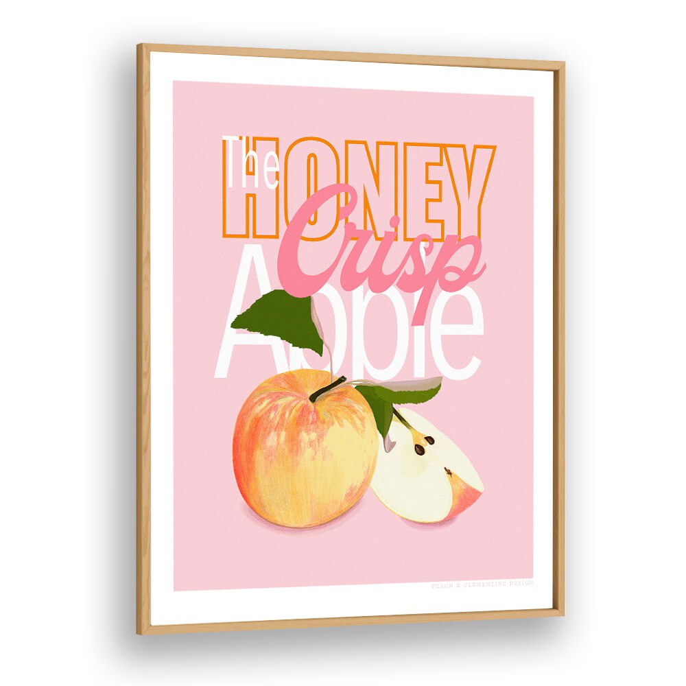 pandc honey crisp apple kitchen posters in Oak Wood Plain Frame