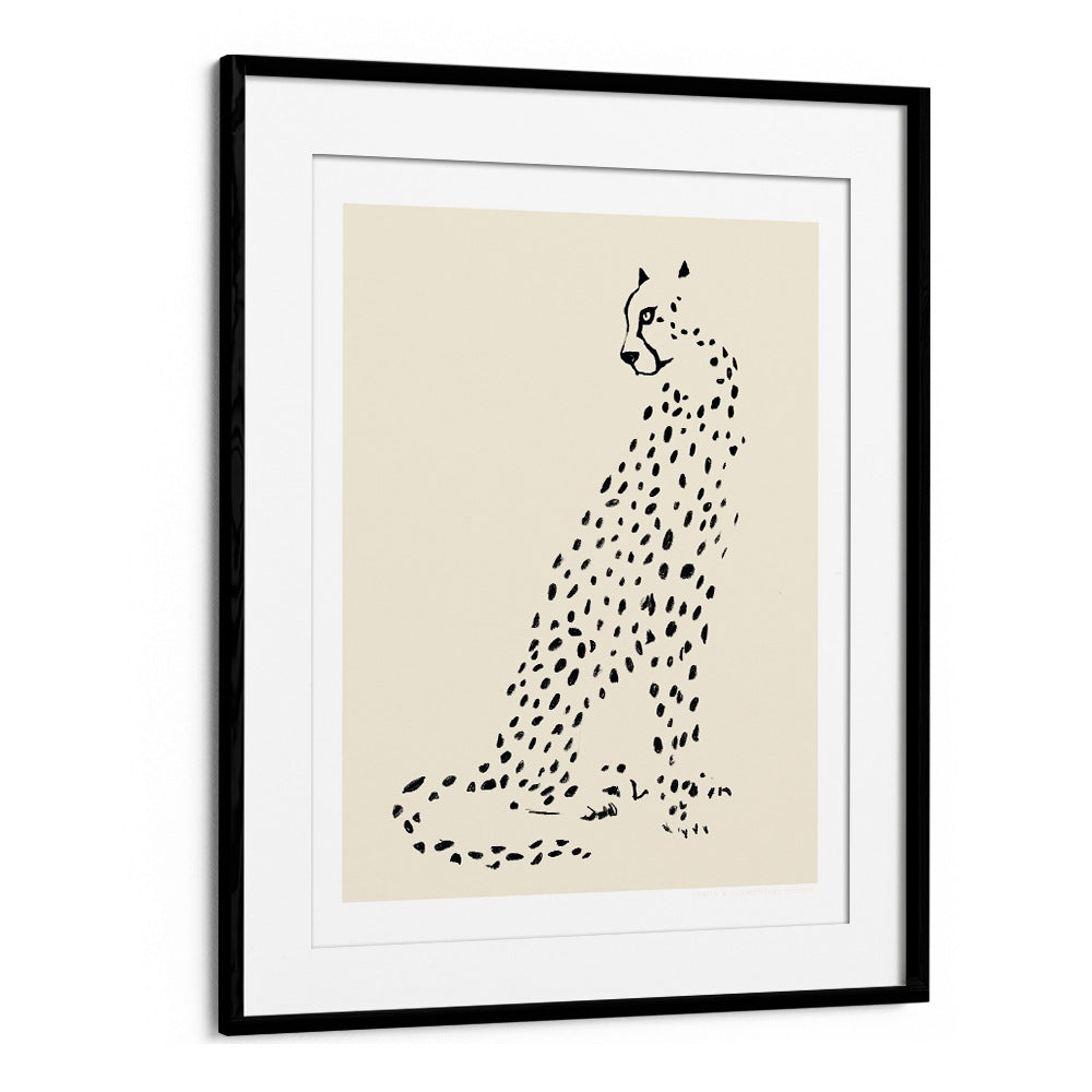 pandc leopard wildlife paintings in Black Frame With Mount