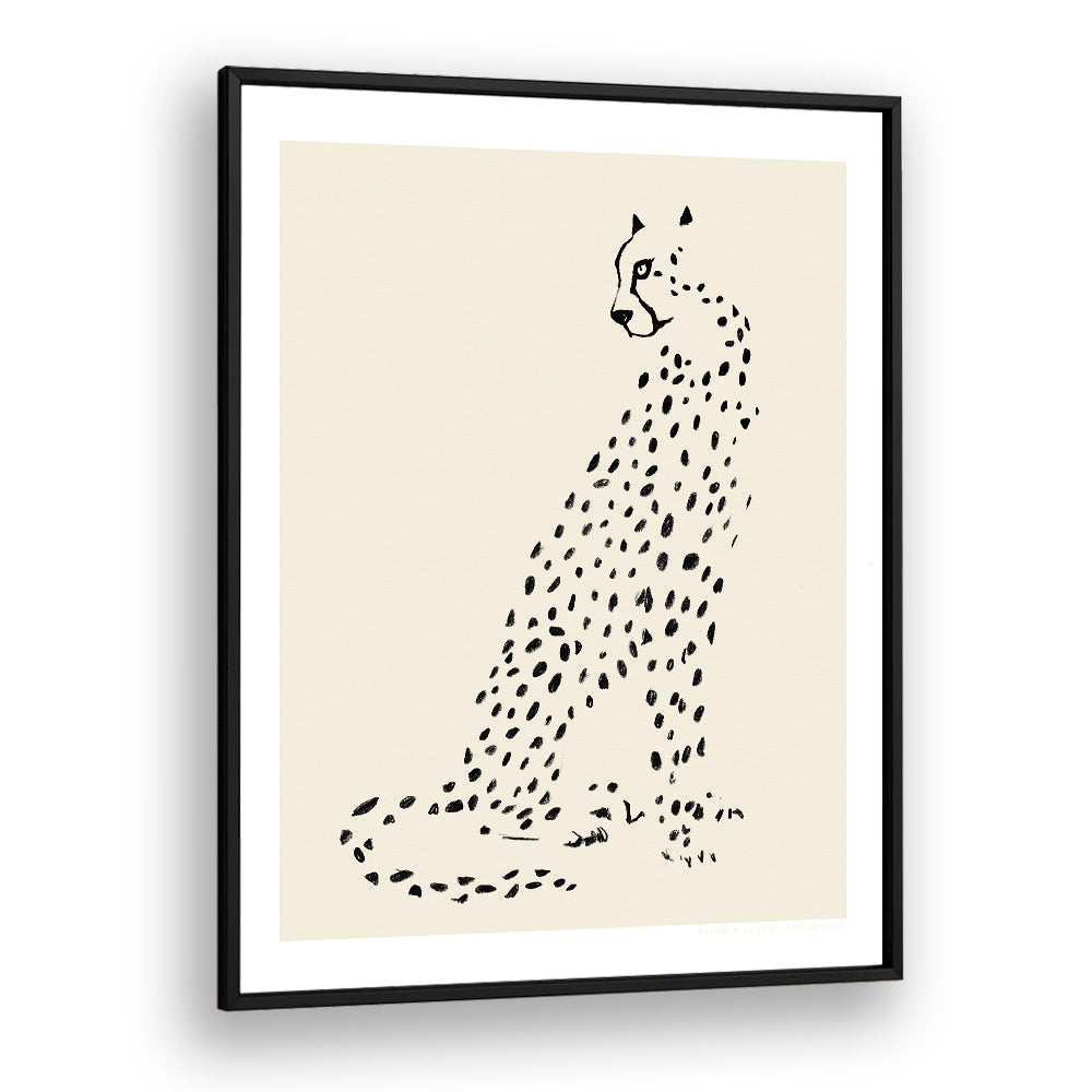 pandc leopard wildlife paintings in Black Plain Frame