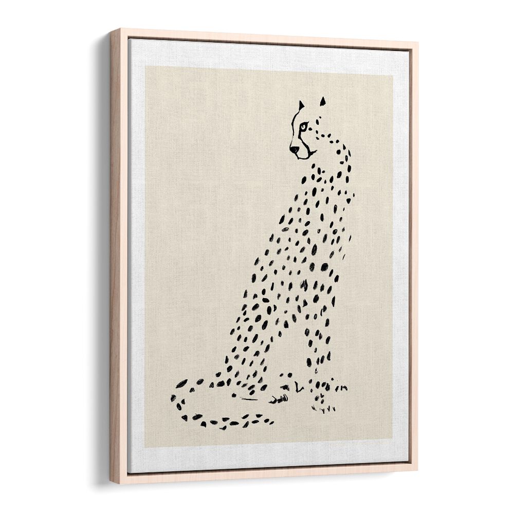 pandc leopard wildlife paintings in Oak Wood Floater Frame