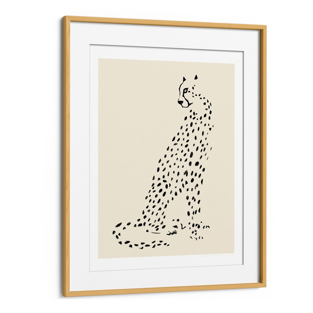 pandc leopard wildlife paintings in Oak Wood Frame With Mount