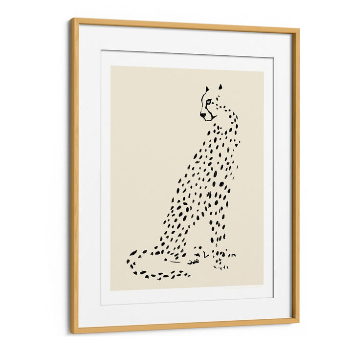 pandc leopard wildlife paintings in Oak Wood Frame With Mount